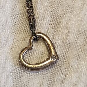Sterling Silver 925 Drop Heart Pendant Necklace